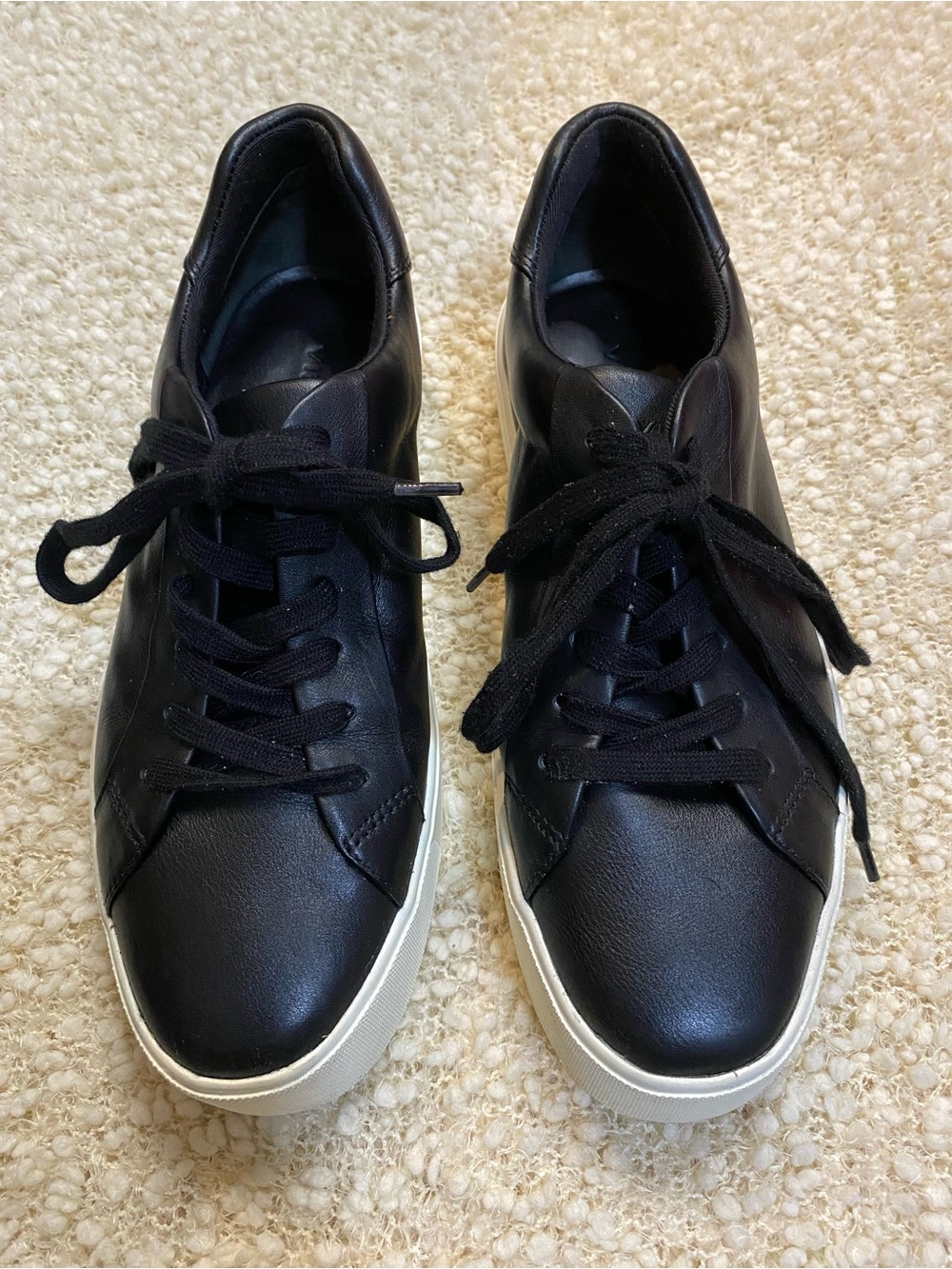Vince Black Leather Sneakers with White Sole 7M